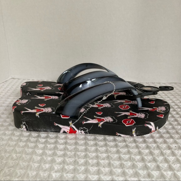 BETTY BOOP Flip Flops Black Red Peach Womens Size 6 - Picture 4 of 9